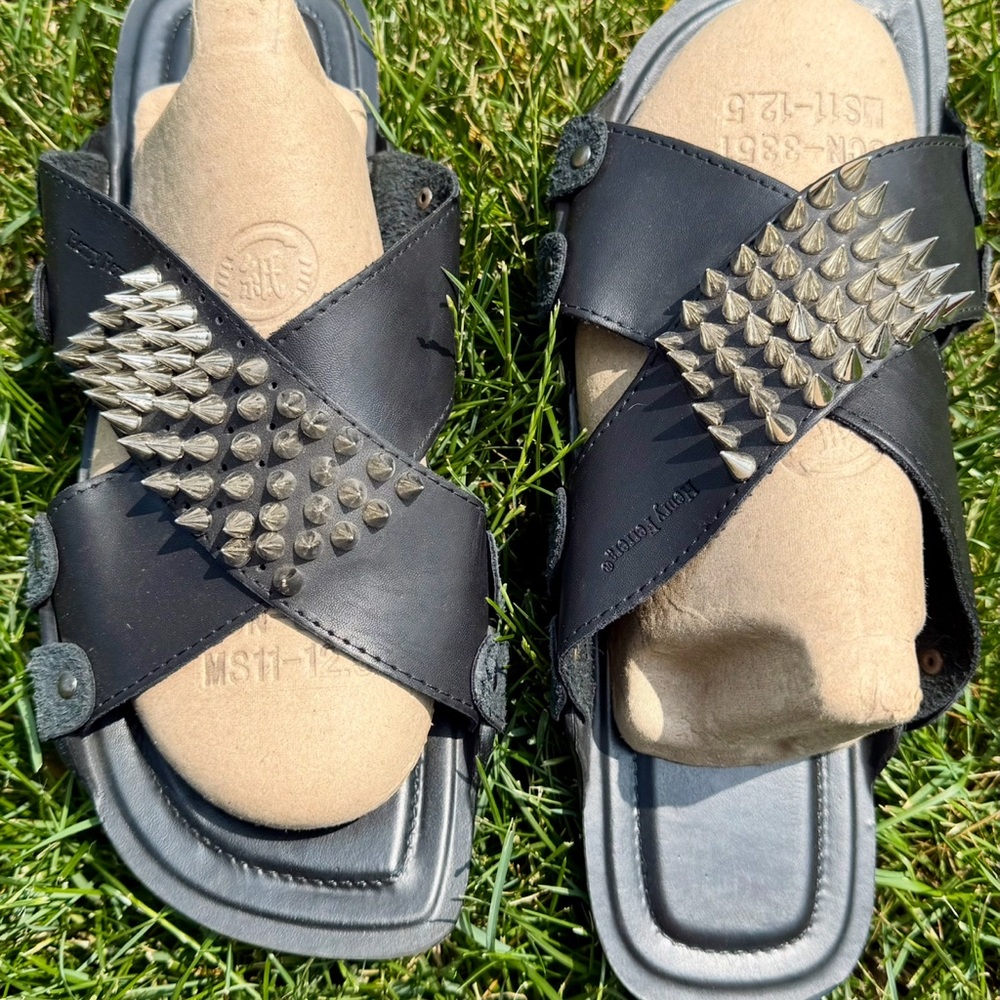 Henry Ferrera Black Studded Sandals/USED